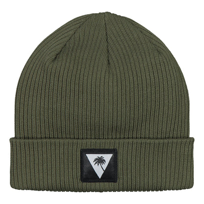 Hiraeth Records olive green beanie front