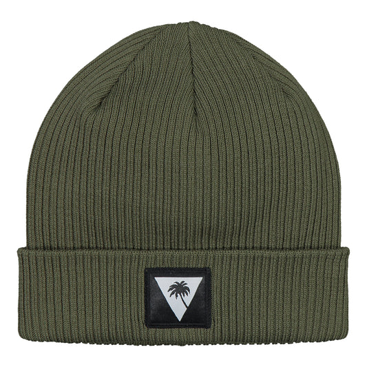 Hiraeth Records olive green beanie front